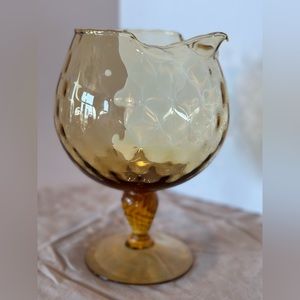 Vinlage 1960s MCM Empoli Amber Glass Brandy Snifter Handblown,Made in Italy